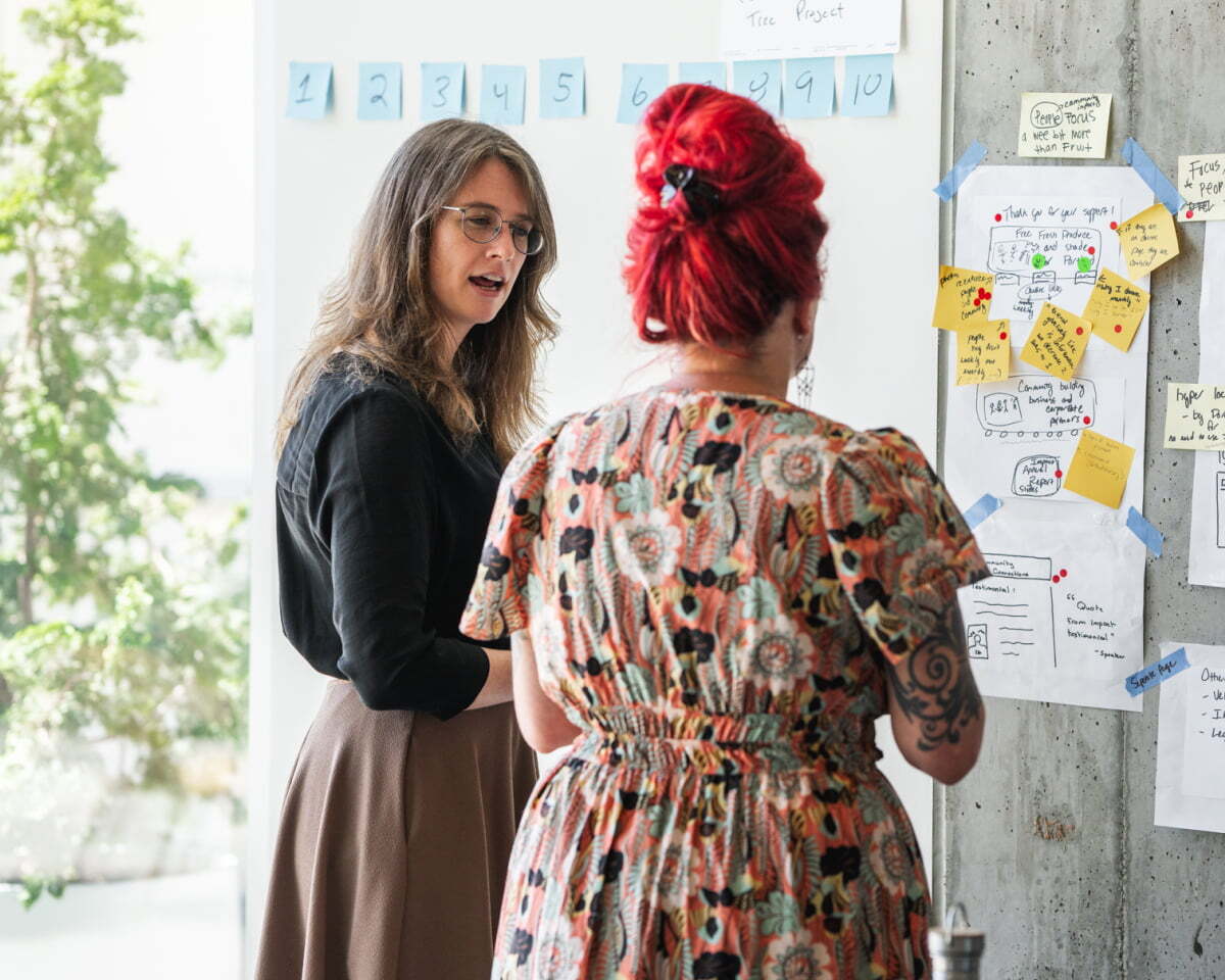 Erin speaks with a workshop participant