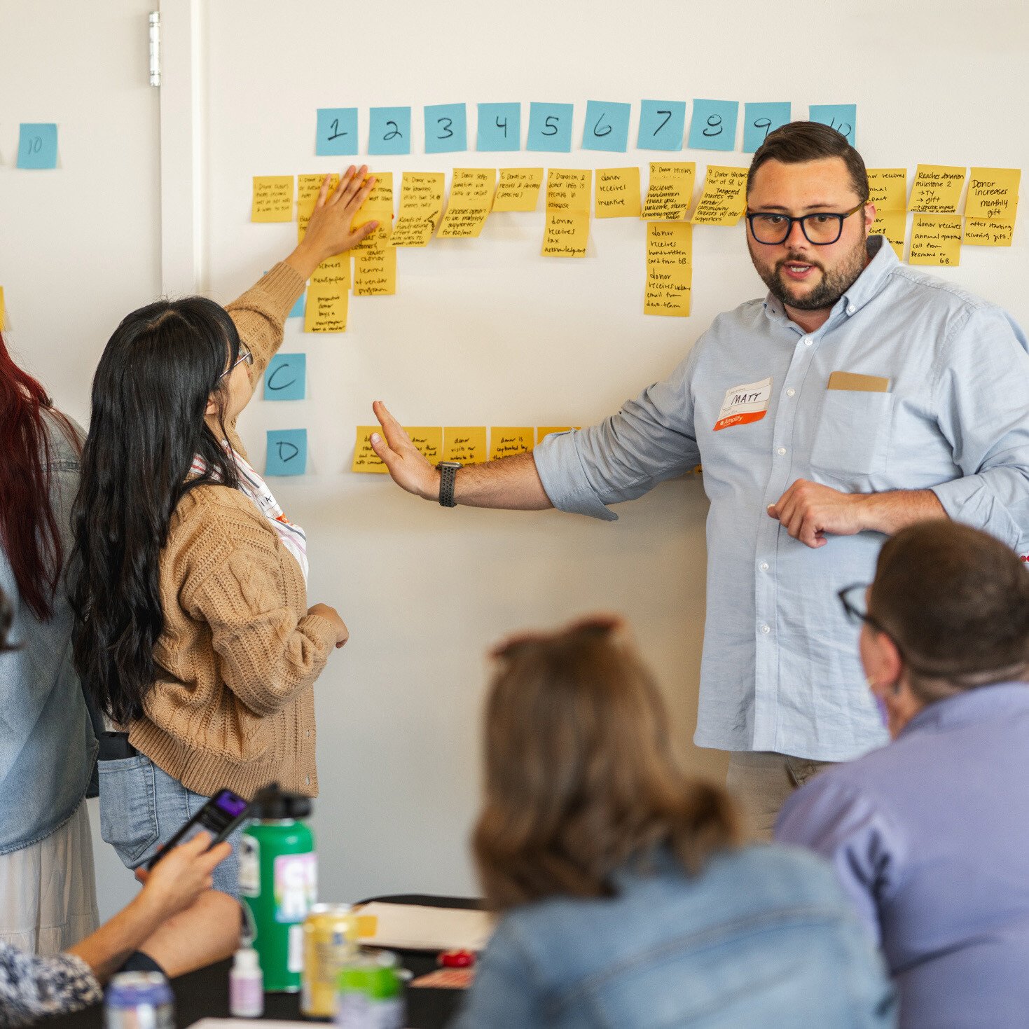 Matt Scott coaches a team of nonprofit leaders through a decision-making exercise.