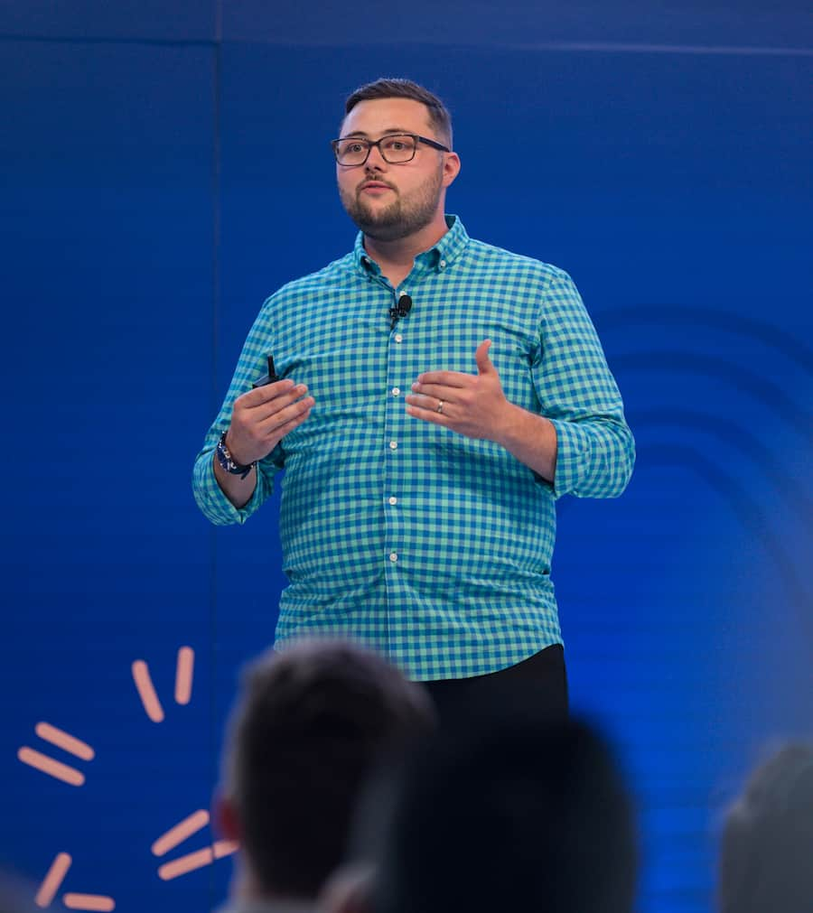 CEO Matt Scott, presenting at a tech conference.