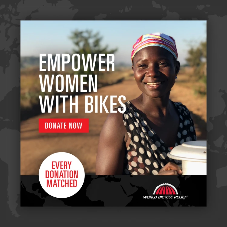 Fundraising graphic with text about empowering women