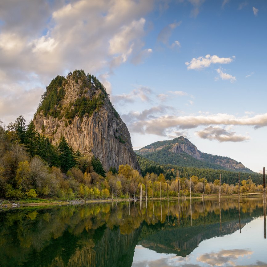 A view of the Columbia River during sunset